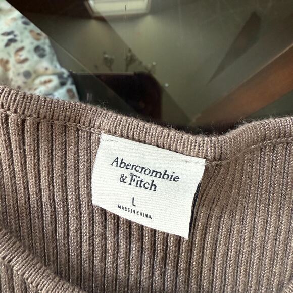 Abercrombie & Fitch Ribbed Knit Tank Bodycon Midi Dress Medium Tall MT Cream - Picture 7 of 8